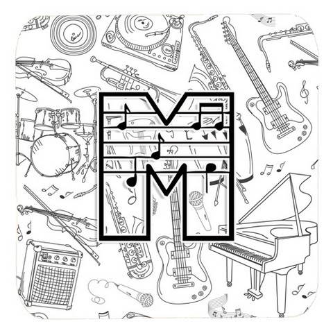 CJ2007-MFC Letter M Musical Note Letters Foam Coasters- Set Of 4