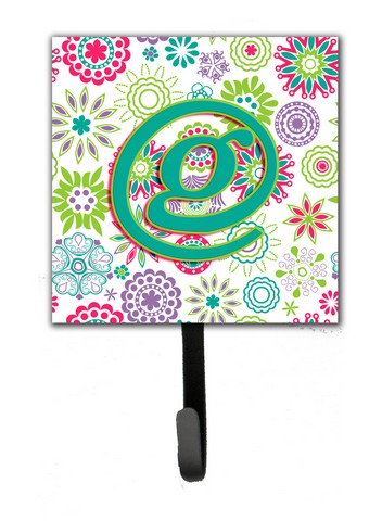 Letter G Flowers Pink Teal Green Initial Leash & Key Holder