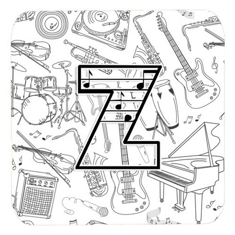 CJ2007-ZFC Letter Z Musical Note Letters Foam Coasters- Set Of 4