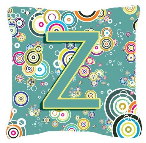 Letter Z Circle Circle Teal Initial Alphabet Canvas Fabric Decorative Pillow