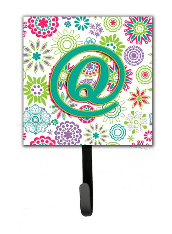 CJ2011-QSH4 Letter Q Flowers Pink Teal Green Initial Leash & Key Holder