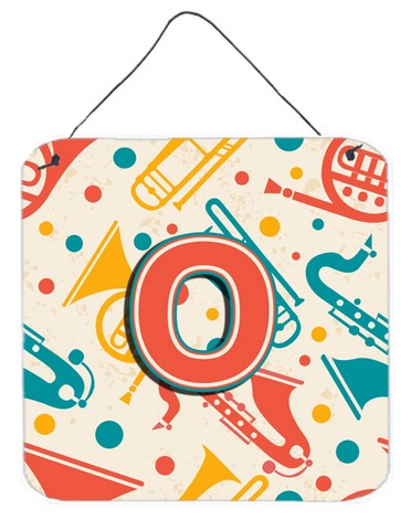 CJ2001-ODS66 Letter O Retro Teal Orange Musical Instruments Initial Wall and Door Hanging Prints