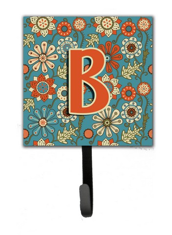Letter B Flowers Retro Blue Leash & Key Holder