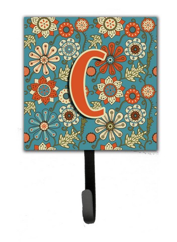 Letter C Flowers Retro Blue Leash & Key Holder