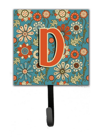 CJ2012-DSH4 Letter D Flowers Retro Blue Leash & Key Holder