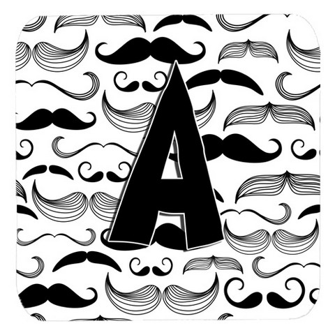 Letter A Moustache Initial Foam Coasters, Set Of 4