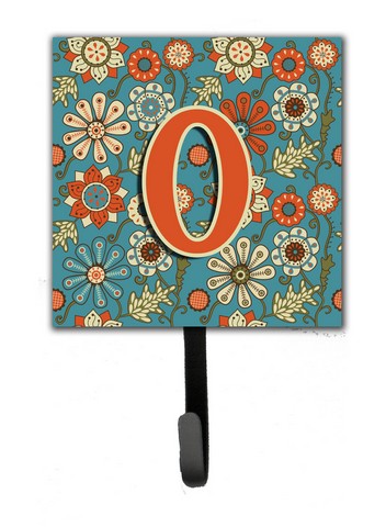 Letter O Flowers Retro Blue Leash & Key Holder