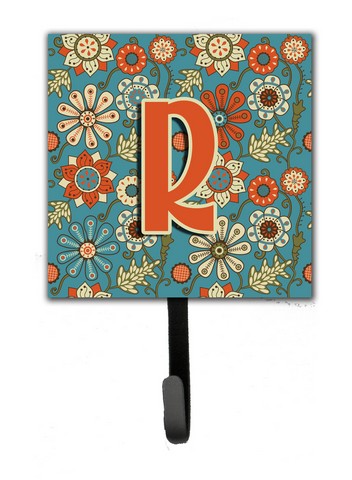 CJ2012-RSH4 Letter R Flowers Retro Blue Leash & Key Holder