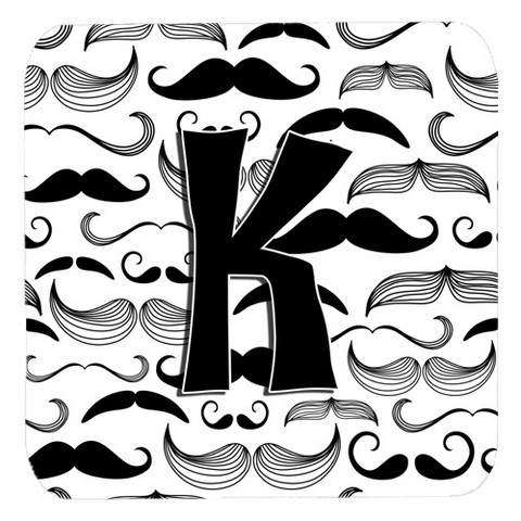 Letter K Moustache Initial Foam Coasters- Set Of 4