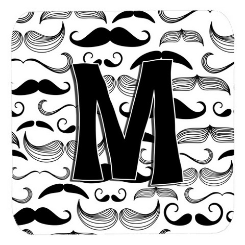 CJ2009-MFC Letter M Moustache Initial Foam Coasters- Set Of 4