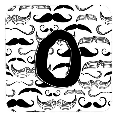 CJ2009-OFC Letter O Moustache Initial Foam Coasters- Set Of 4