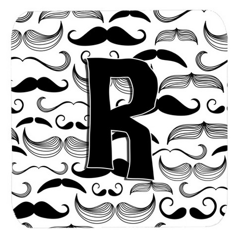 Letter R Moustache Initial Foam Coasters- Set Of 4