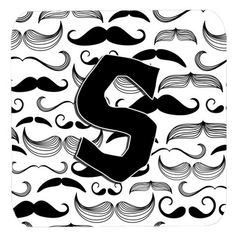 Letter S Moustache Initial Foam Coasters- Set Of 4