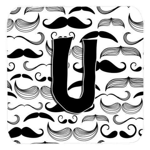 Letter U Moustache Initial Foam Coasters, Set Of 4