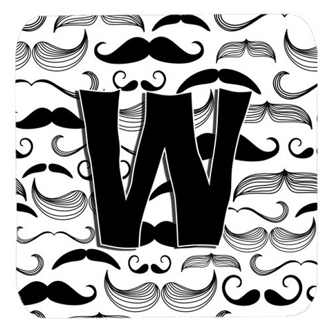 CJ2009-WFC Letter W Moustache Initial Foam Coasters- Set Of 4