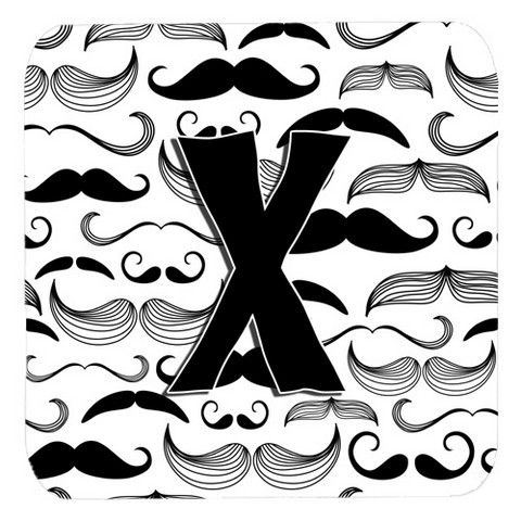 Letter X Moustache Initial Foam Coasters- Set Of 4