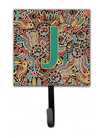 Letter J Retro Tribal Alphabet Initial Leash & Key Holder
