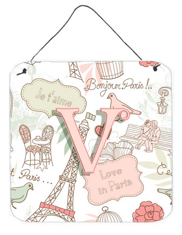 Letter V Love In Paris Pink Wall and Door Hanging Prints