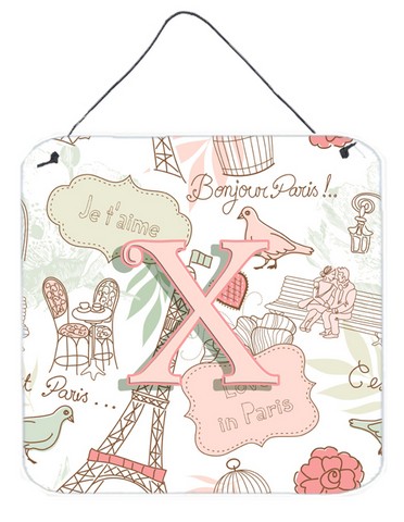Picture of Carolines Treasures CJ2002-XDS66 Letter X Love In Paris Pink Wall and Door Hanging Prints