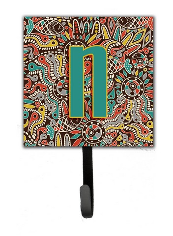 CJ2013-NSH4 Letter N Retro Tribal Alphabet Initial Leash & Key Holder