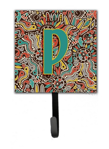 CJ2013-PSH4 Letter P Retro Tribal Alphabet Initial Leash & Key Holder