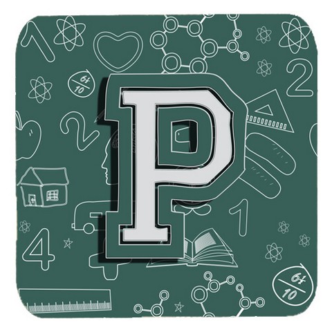 CJ2010-PFC Letter P Back To School Initial Foam Coasters- Set Of 4