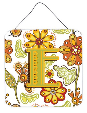 Letter E Floral Mustard And Green Wall and Door Hanging Prints