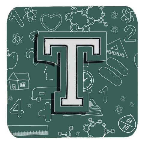 CJ2010-TFC Letter T Back To School Initial Foam Coasters- Set Of 4