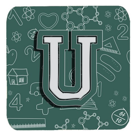 Letter U Back To School Initial Foam Coasters- Set Of 4