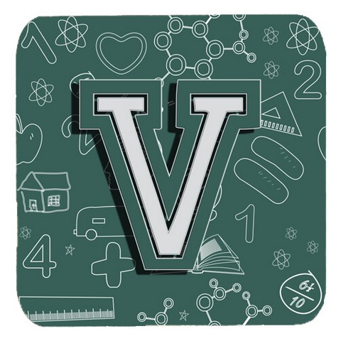 CJ2010-VFC Letter V Back To School Initial Foam Coasters- Set Of 4