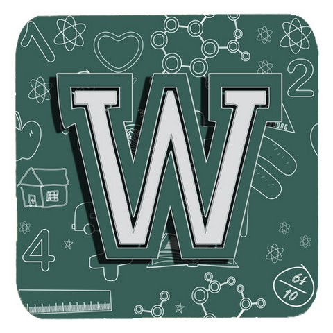 CJ2010-WFC Letter W Back To School Initial Foam Coasters- Set Of 4