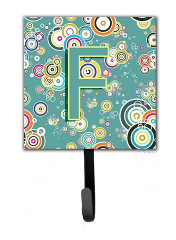 CJ2015-FSH4 Letter F Circle Circle Teal Initial Alphabet Leash & Key Holder