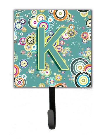 Letter K Circle Circle Teal Initial Alphabet Leash & Key Holder