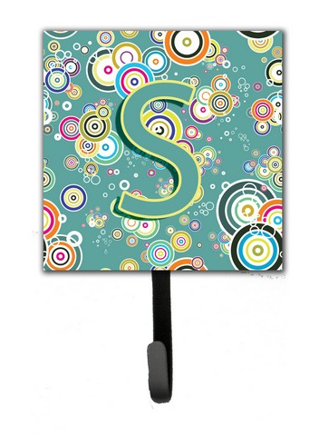 CJ2015-SSH4 Letter S Circle Circle Teal Initial Alphabet Leash & Key Holder