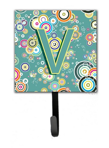 CJ2015-VSH4 Letter V Circle Circle Teal Initial Alphabet Leash & Key Holder