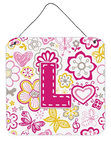 Picture of Carolines Treasures CJ2005-LDS66 Letter L Flowers And Butterflies Pink Wall and Door Hanging Prints