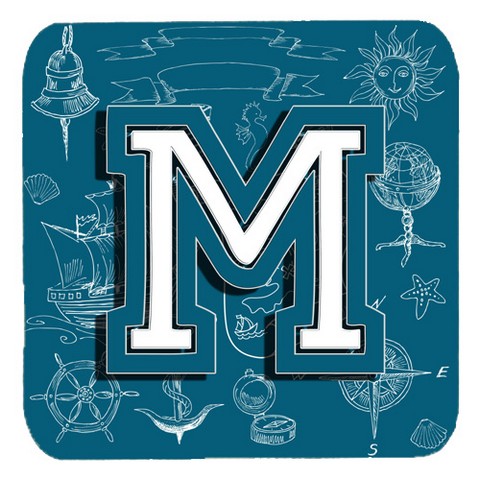 Letter M Sea Doodles Initial Alphabet Foam Coasters- Set Of 4