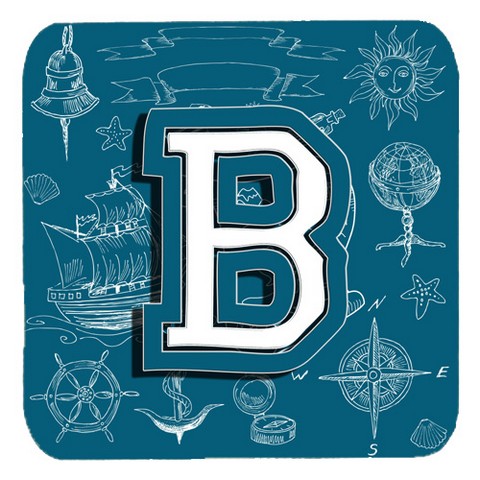 Letter B Sea Doodles Initial Alphabet Foam Coasters, Set Of 4