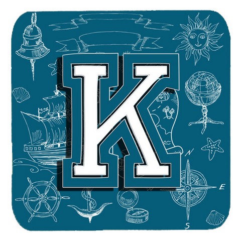 Letter K Sea Doodles Initial Alphabet Foam Coasters- Set Of 4