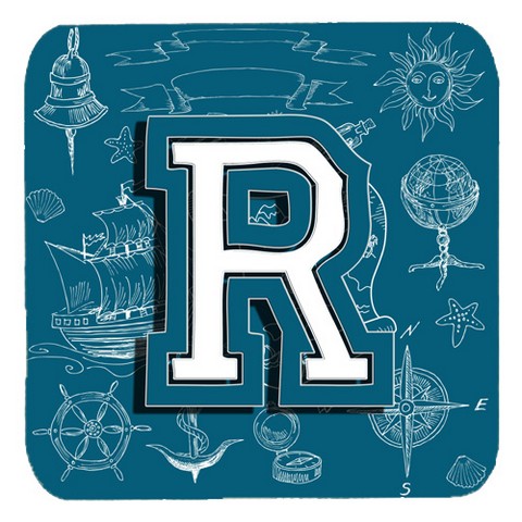 Letter R Sea Doodles Initial Alphabet Foam Coasters- Set Of 4