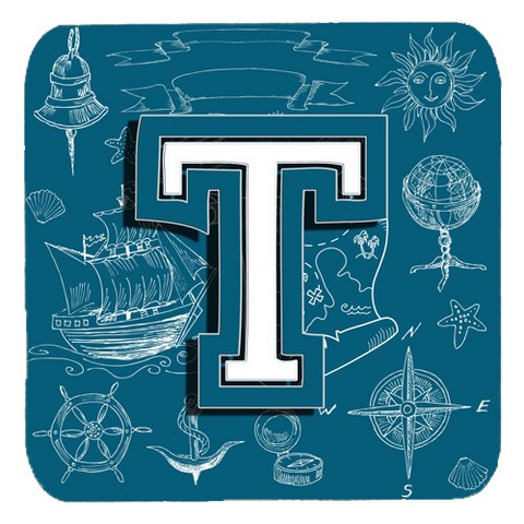 Letter T Sea Doodles Initial Alphabet Foam Coasters