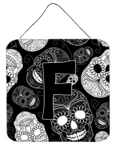 CJ2008-FDS66 Letter F Day Of The Dead Skulls Black Wall and Door Hanging Prints