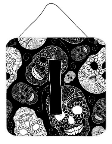 CJ2008-IDS66 Letter I Day Of The Dead Skulls Black Wall and Door Hanging Prints