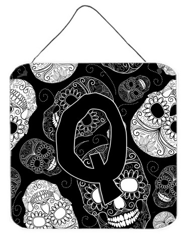 CJ2008-QDS66 Letter Q Day Of The Dead Skulls Black Wall and Door Hanging Prints