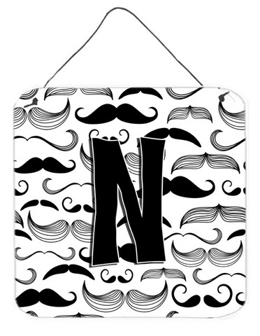 Letter N Moustache Initial Wall and Door Hanging Prints