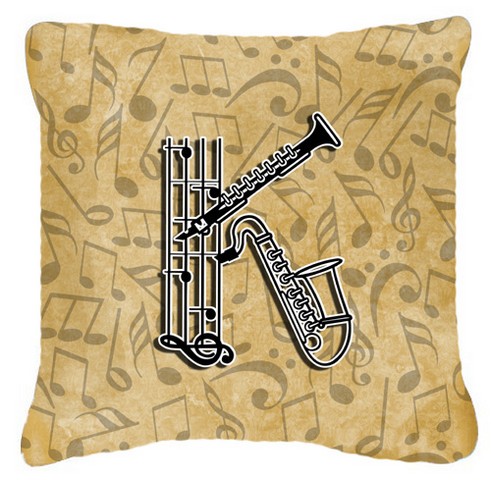 Letter K Musical Instrument Alphabet Canvas Fabric Decorative Pillow