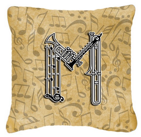 Letter M Musical Instrument Alphabet Canvas Fabric Decorative Pillow