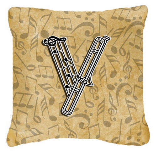 Picture of Carolines Treasures CJ2004-VPW1414 Letter V Musical Instrument Alphabet Canvas Fabric Decorative Pillow