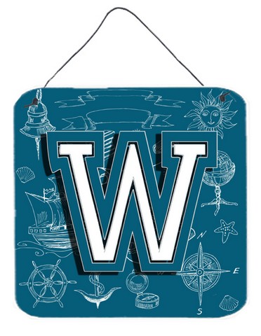 Letter W Sea Doodles Initial Alphabet Wall and Door Hanging Prints