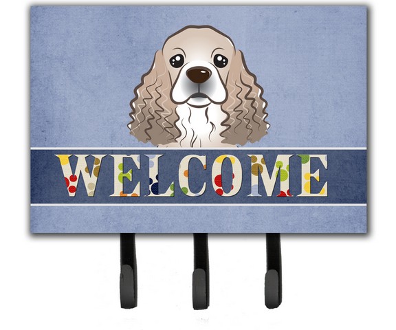BB1402TH68 Cocker Spaniel Welcome Leash & Key Holder